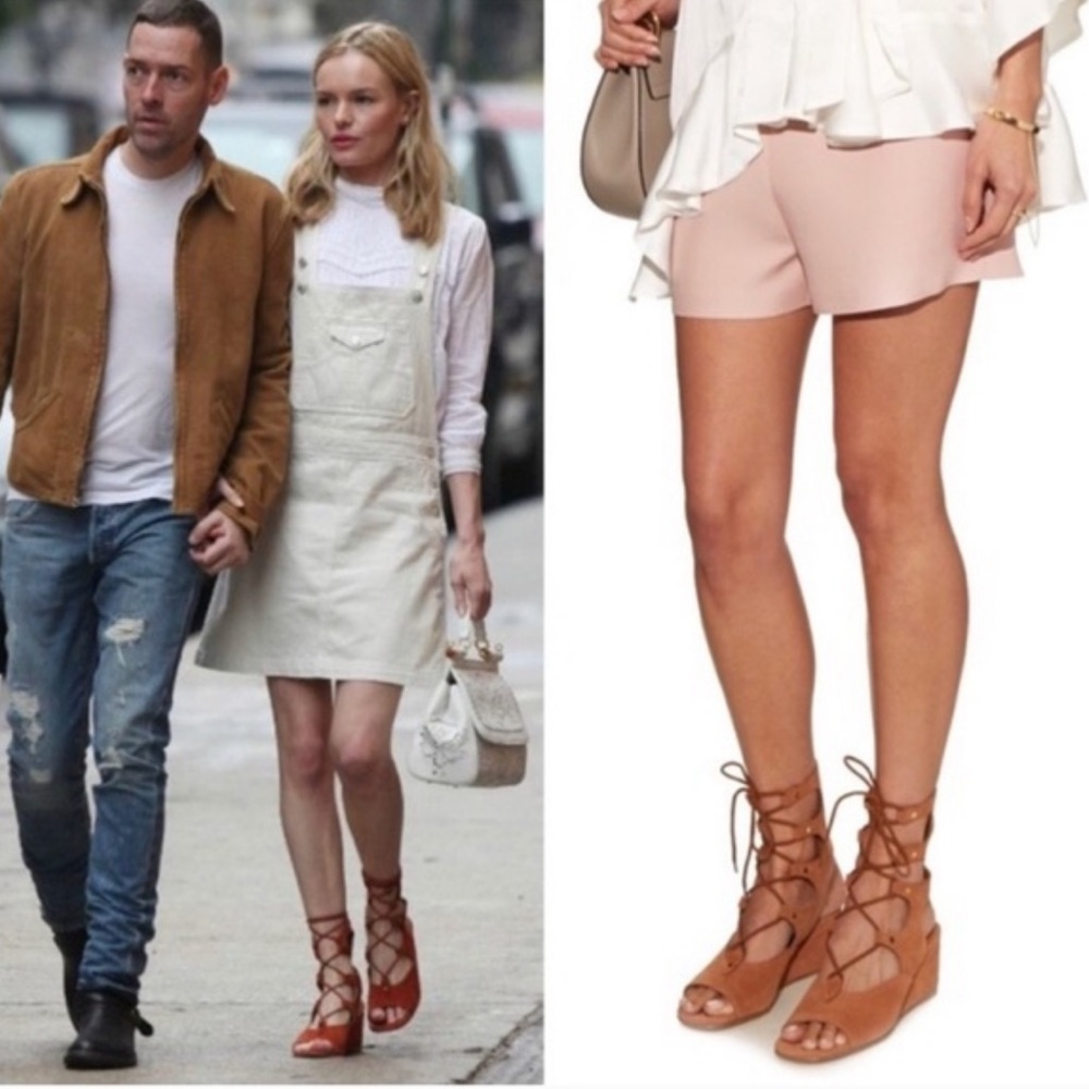 CHLOÈ FOSTER Beige Suede Gladiator Wedge Sandal - Picture 2 of 12
